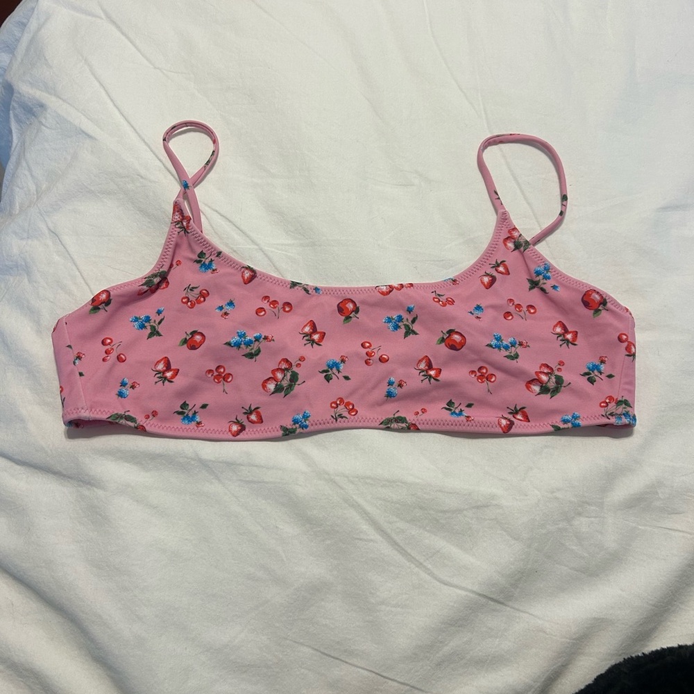 Pink Cherry Print Bikini Top - Women's Swim